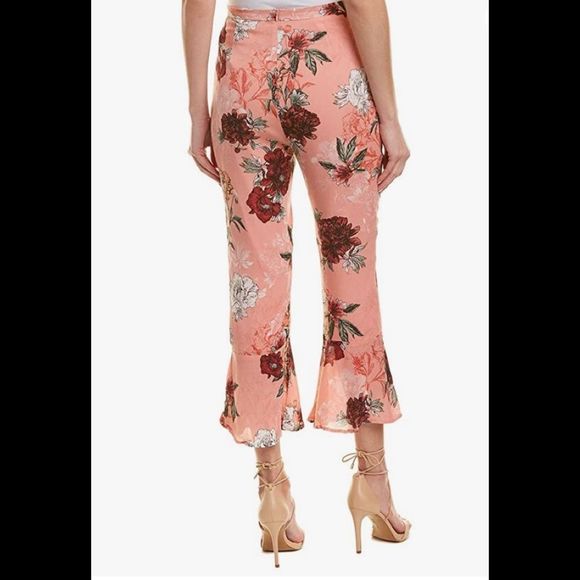 NWT BB Dakota Isabelle Revolve Sugar Coral Floral Cropped Ruffle Flared Pants - Picture 15 of 16